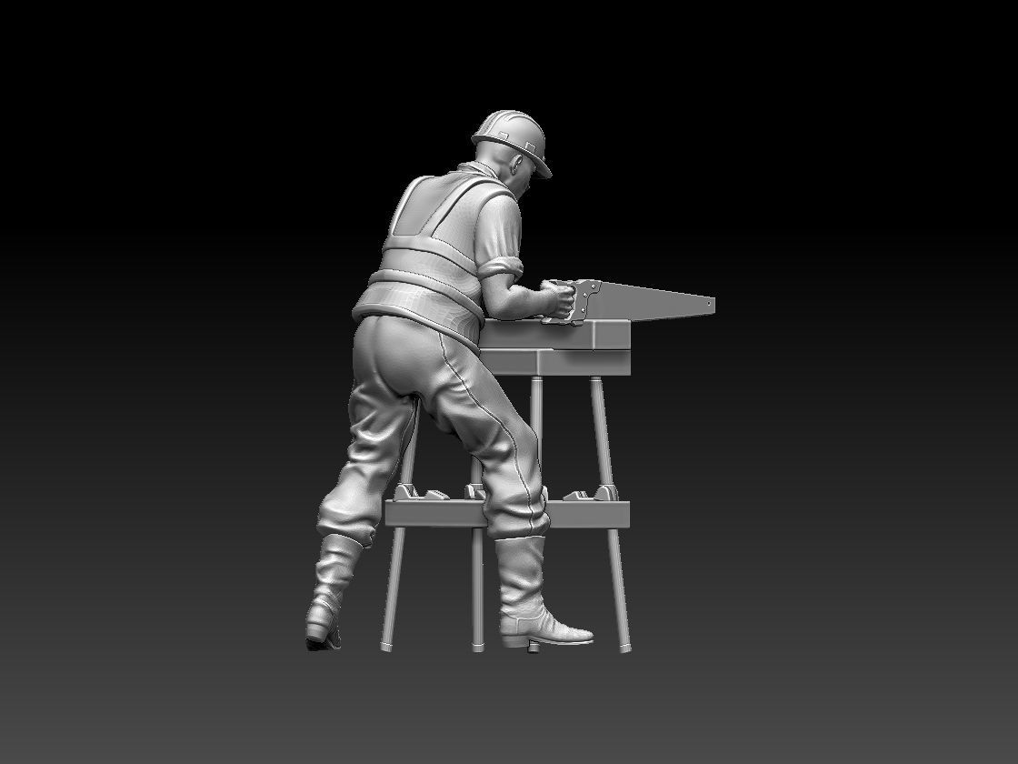 builder construction worker working on table 3D print model_15