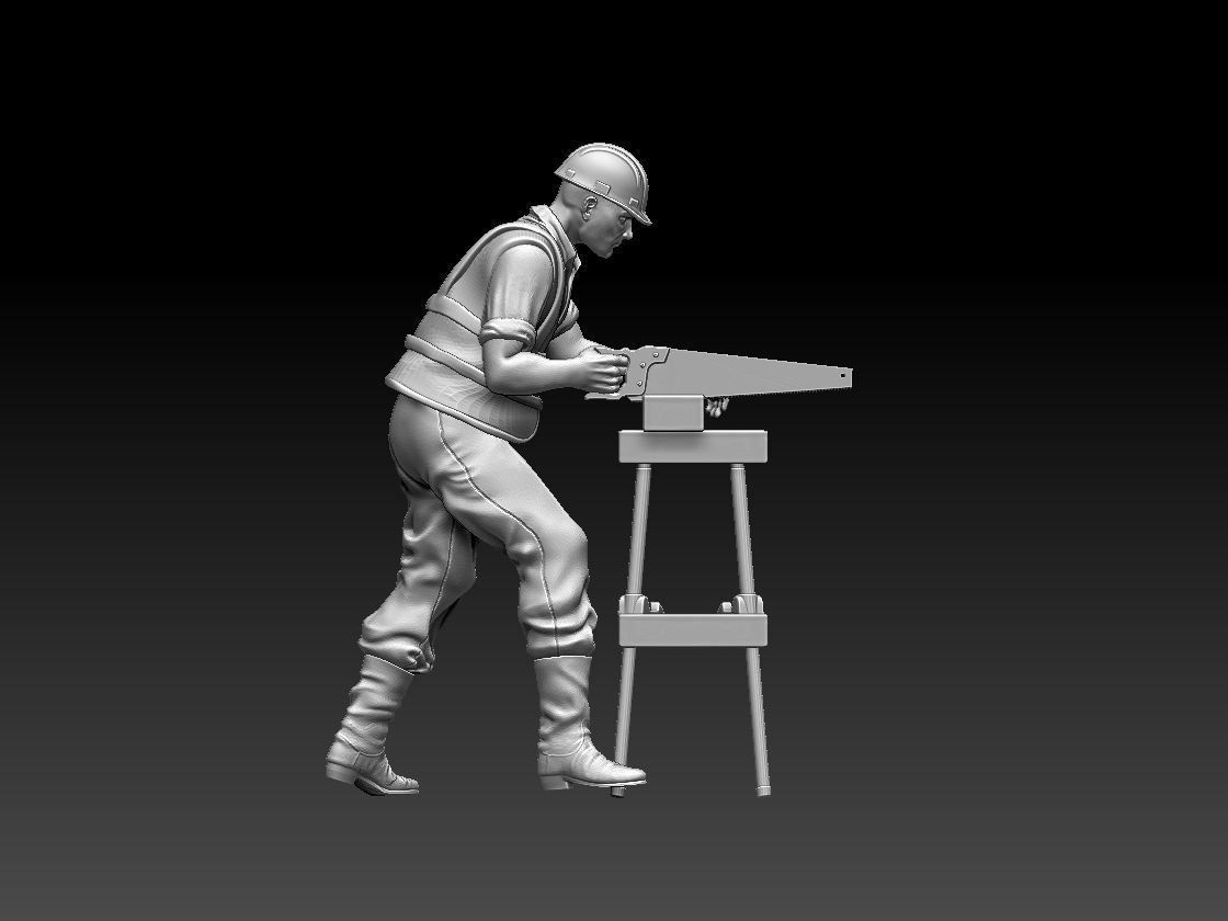 builder construction worker working on table 3D print model_41