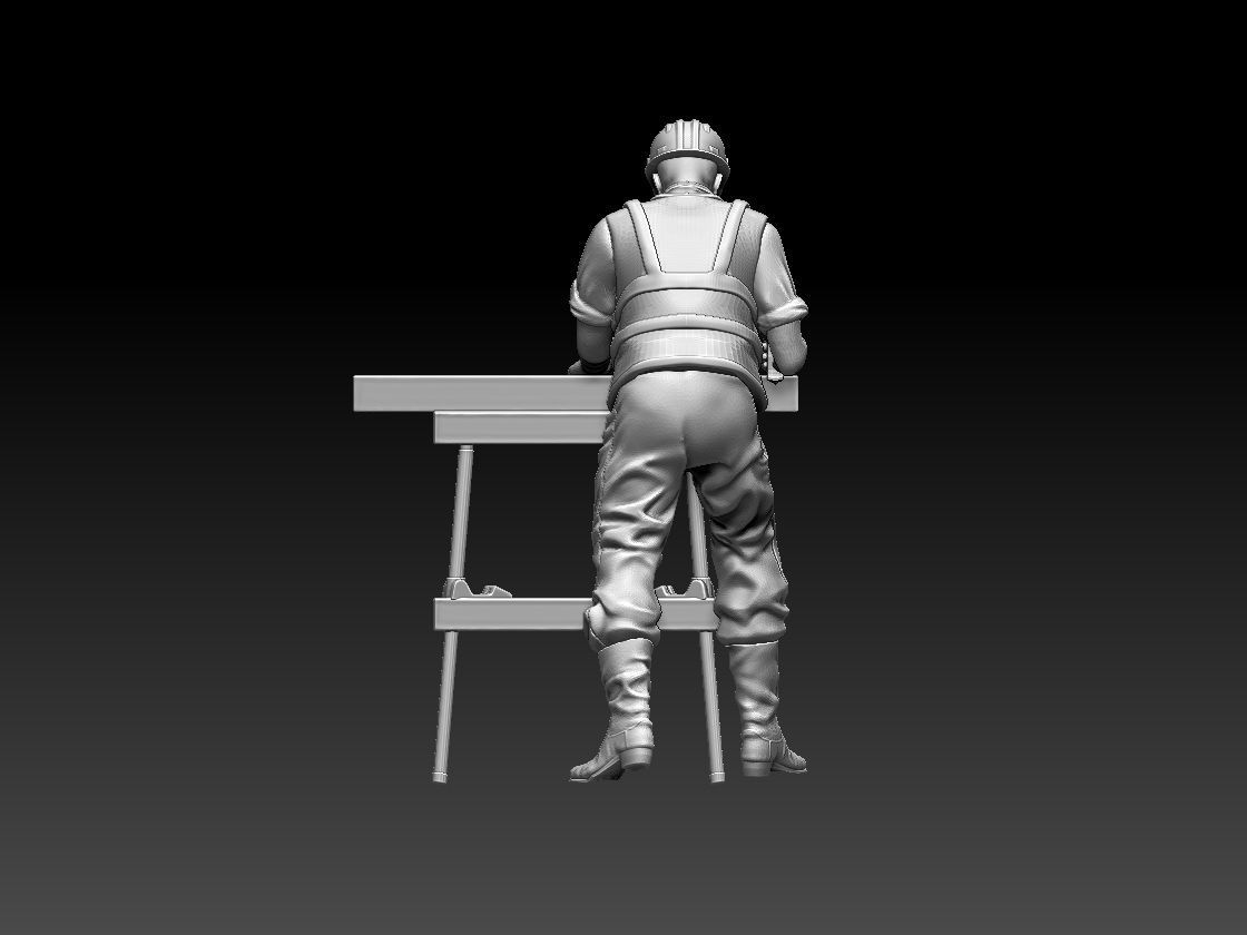 builder construction worker working on table 3D print model_51