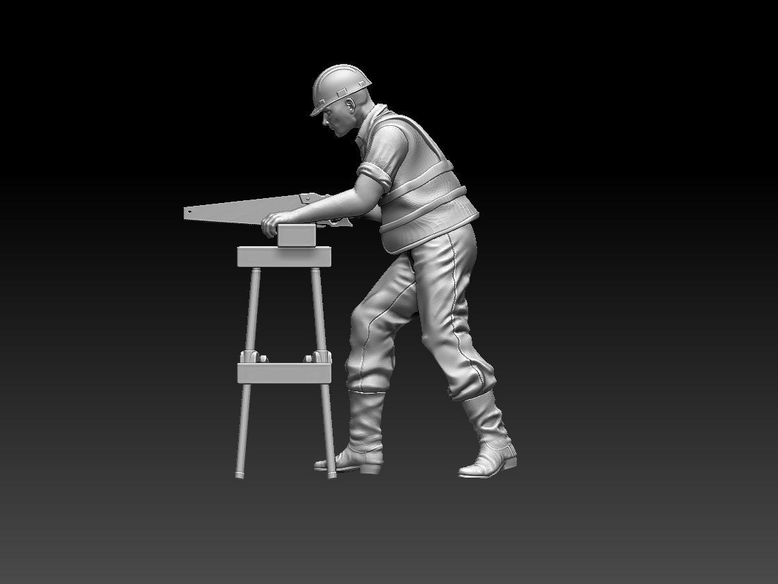 builder construction worker working on table 3D print model_29