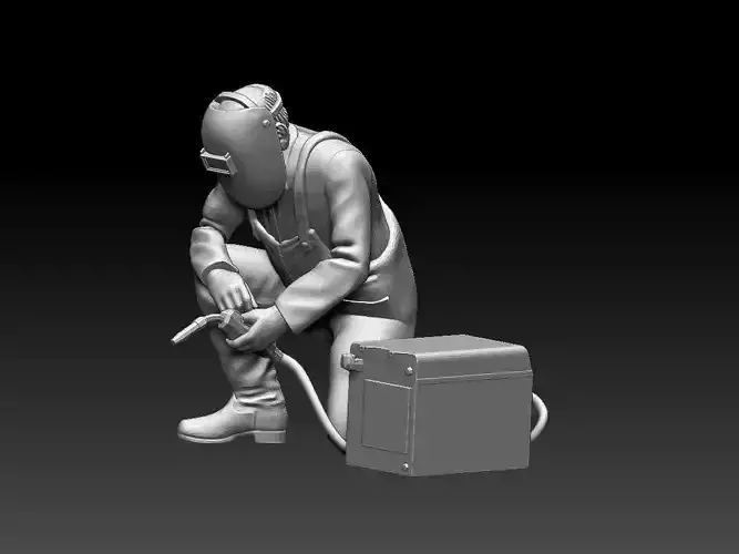 builder man working on box 3D print model