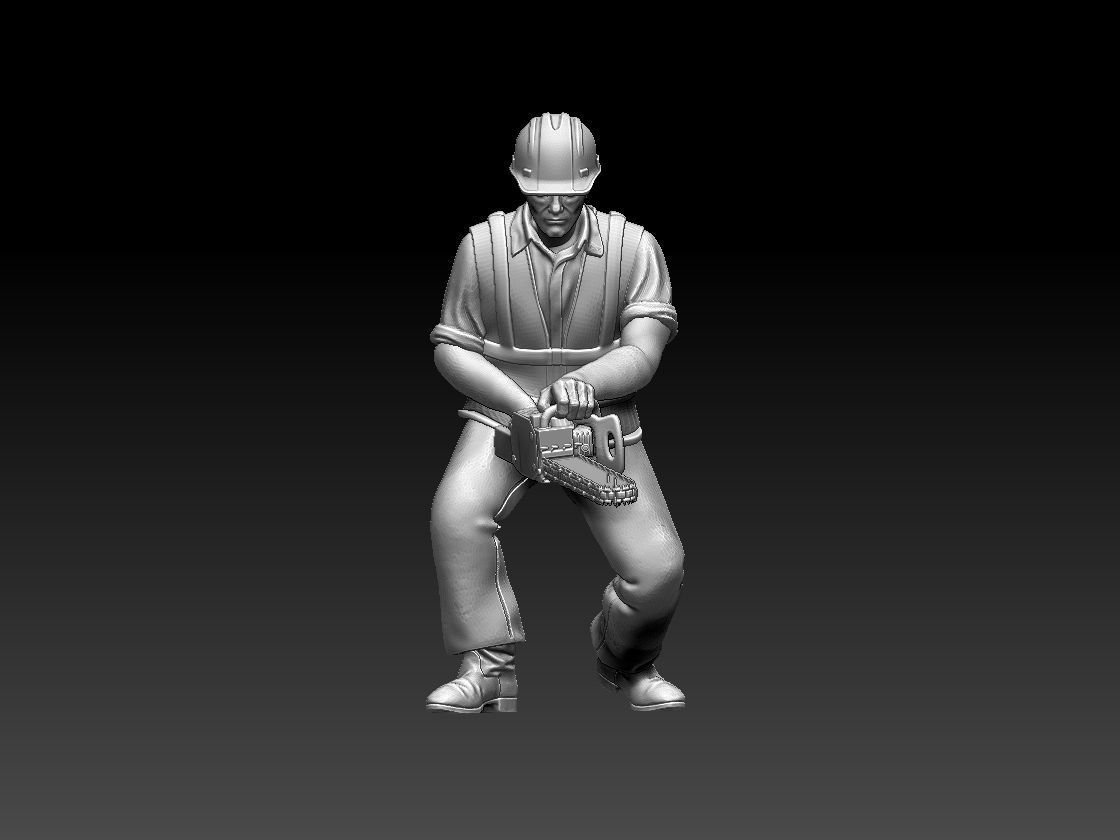 builder man with chainsaw 3D print model_43