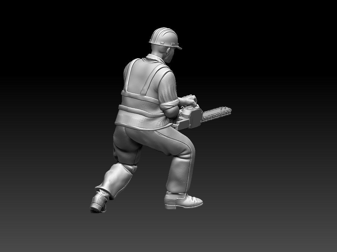 builder man with chainsaw 3D print model_10