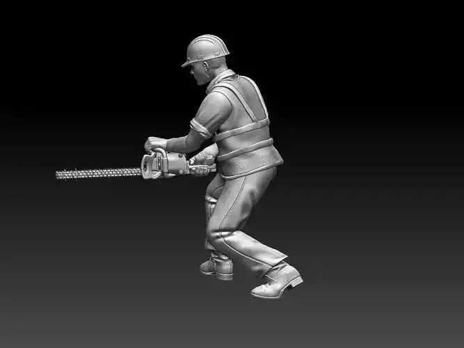 builder man with chainsaw 3D print model