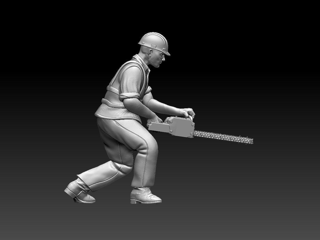 builder man with chainsaw 3D print model_8