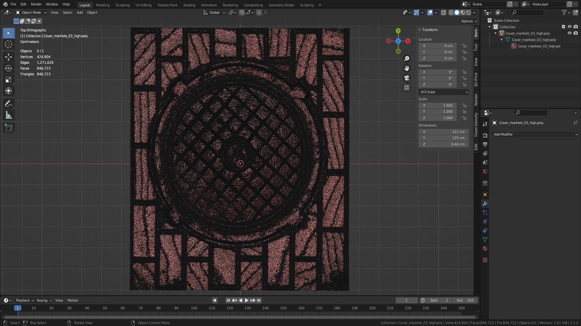 Cover manhole 03 high-poly 3D model_33