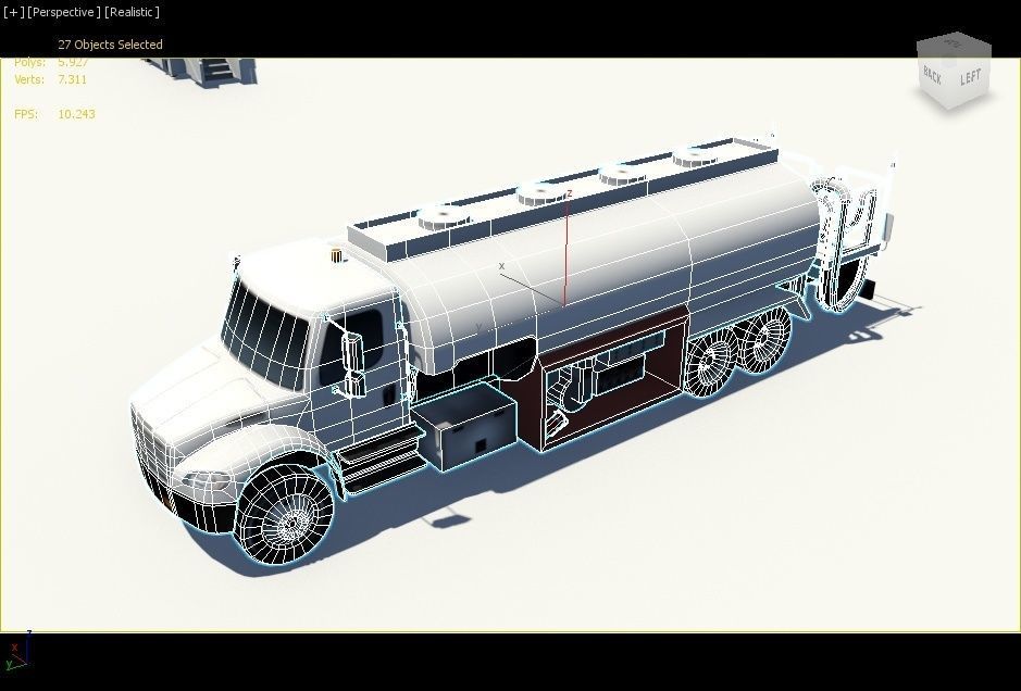 Freightliner Static Airport Fuel Truck 5000 gal Low Poly Blank Low-poly 3D model_7