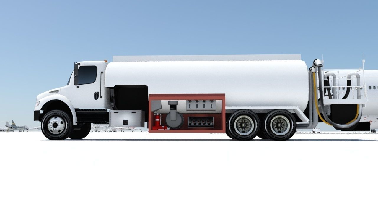 Freightliner Static Airport Fuel Truck 5000 gal Low Poly Blank Low-poly 3D model_3