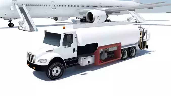 Freightliner Static Airport Fuel Truck 5000 gal Low Poly Blank Low-poly 3D model