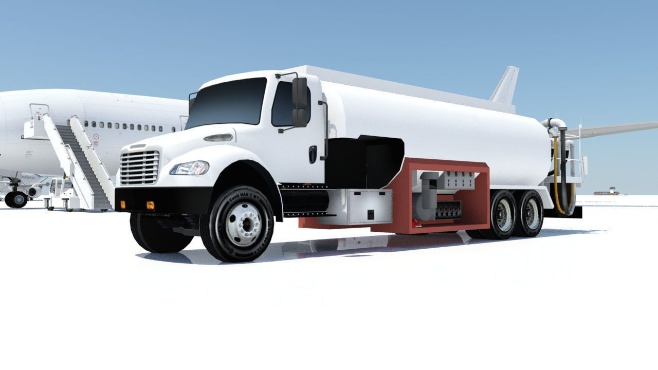 Freightliner Static Airport Fuel Truck 5000 gal Low Poly Blank Low-poly 3D model_1