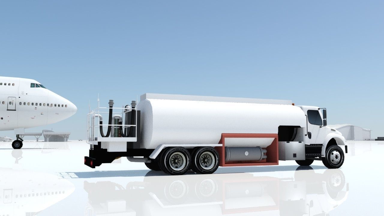 Freightliner Static Airport Fuel Truck 5000 gal Low Poly Blank Low-poly 3D model_5