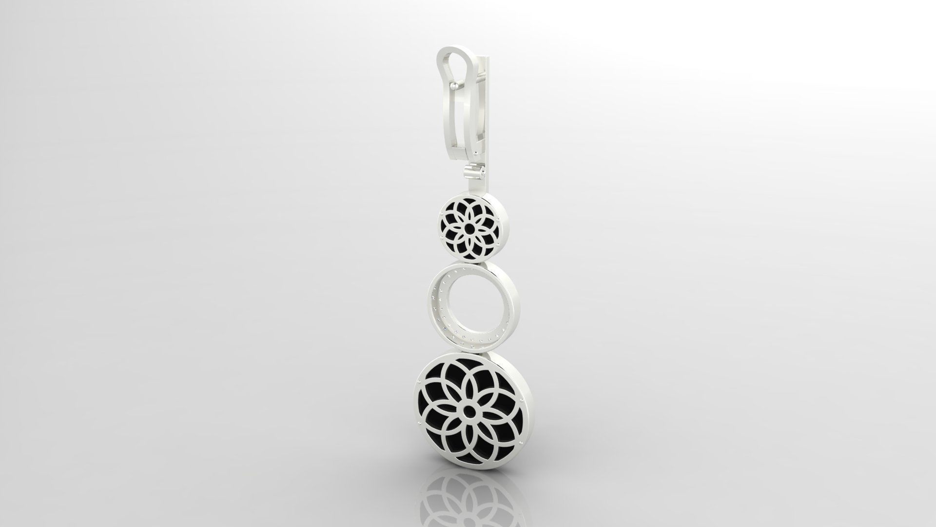 Earring E18 The luxury female earring with gems 3D print model_15
