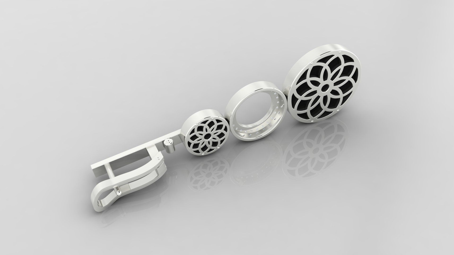 Earring E18 The luxury female earring with gems 3D print model_19