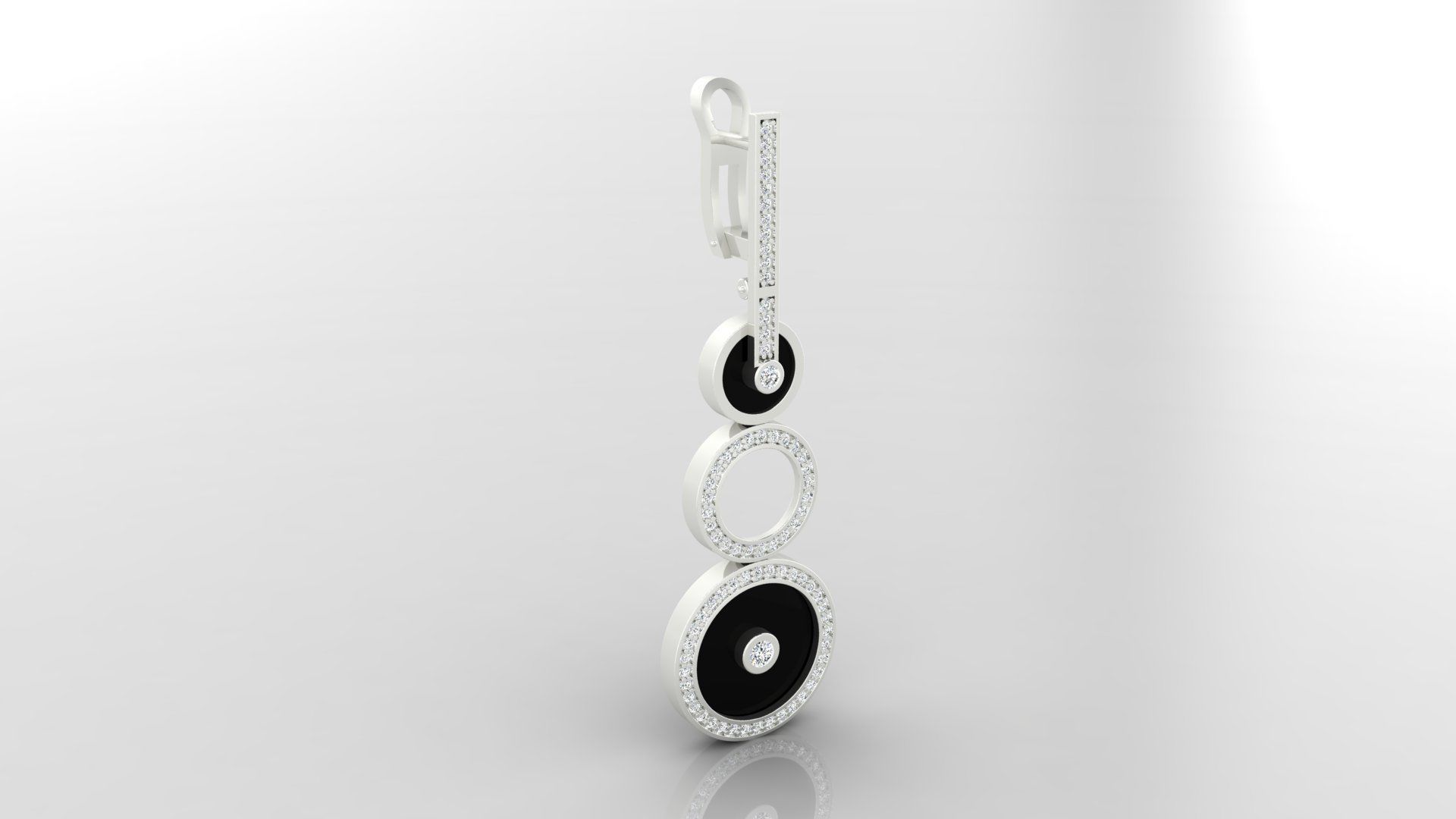 Earring E18 The luxury female earring with gems 3D print model_12