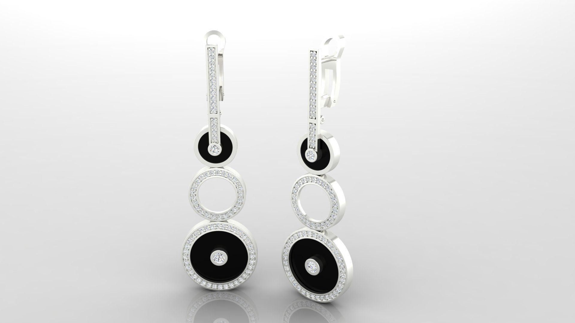 Earring E18 The luxury female earring with gems 3D print model_10