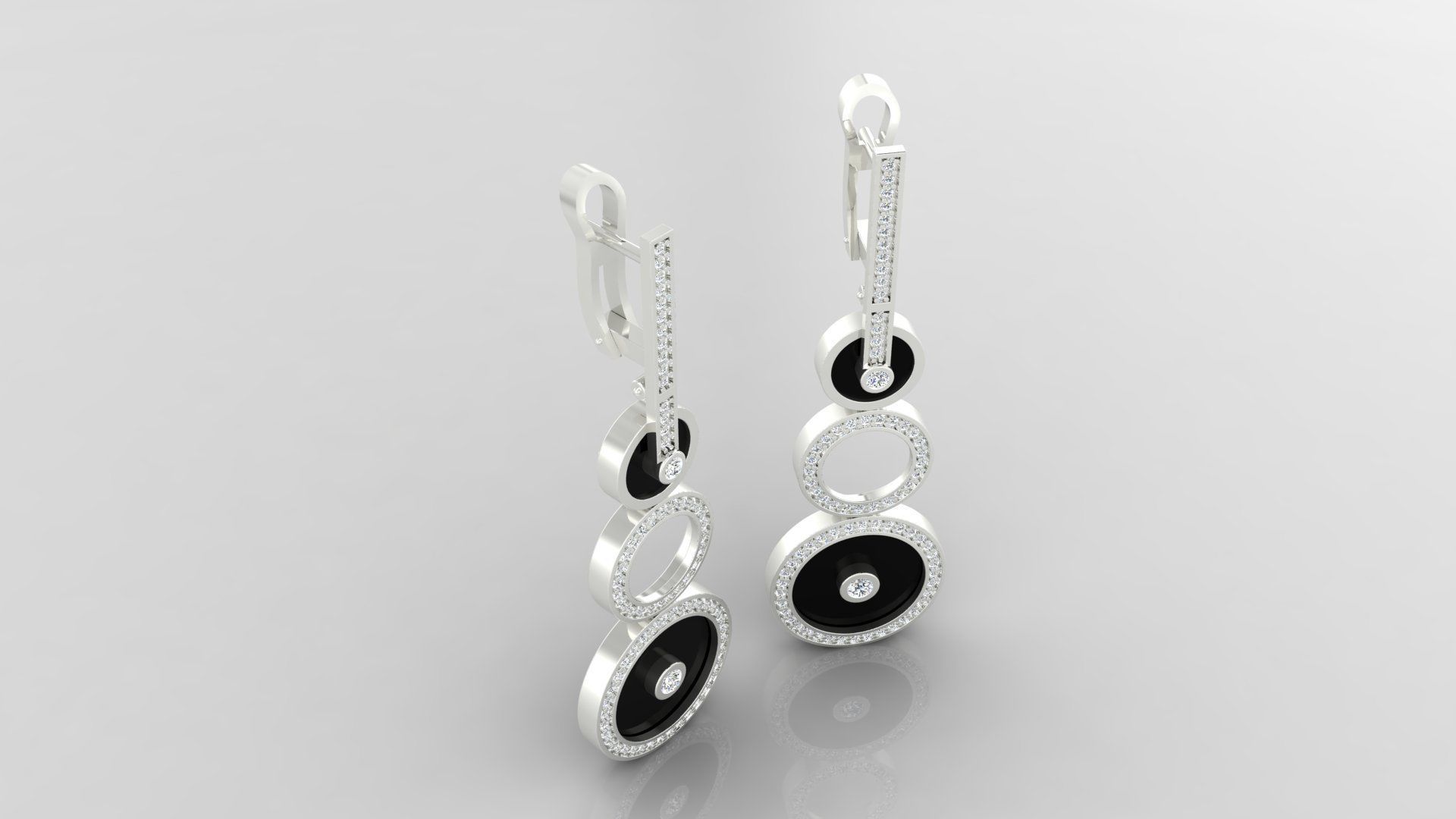 Earring E18 The luxury female earring with gems 3D print model_11