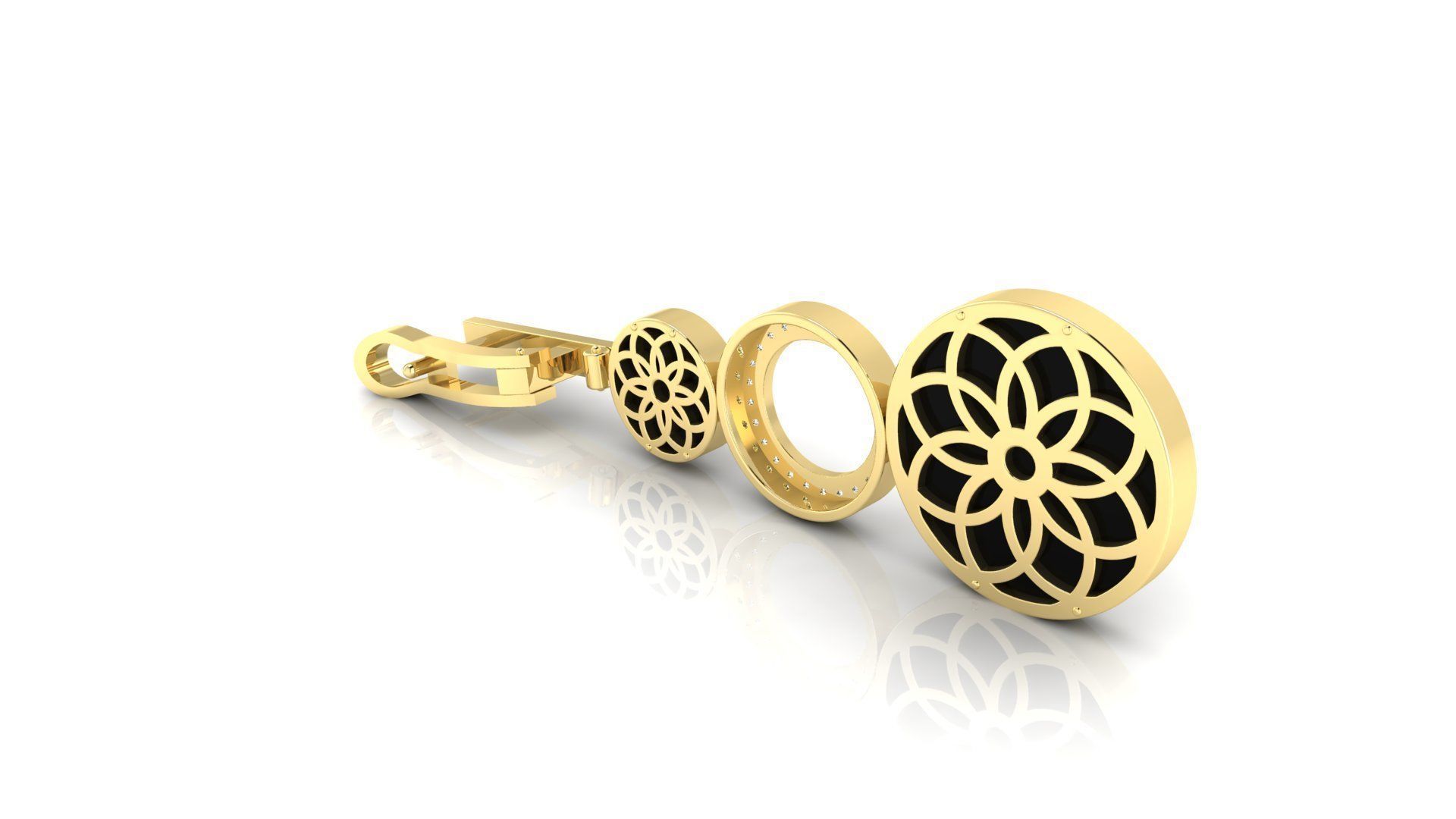 Earring E18 The luxury female earring with gems 3D print model_8