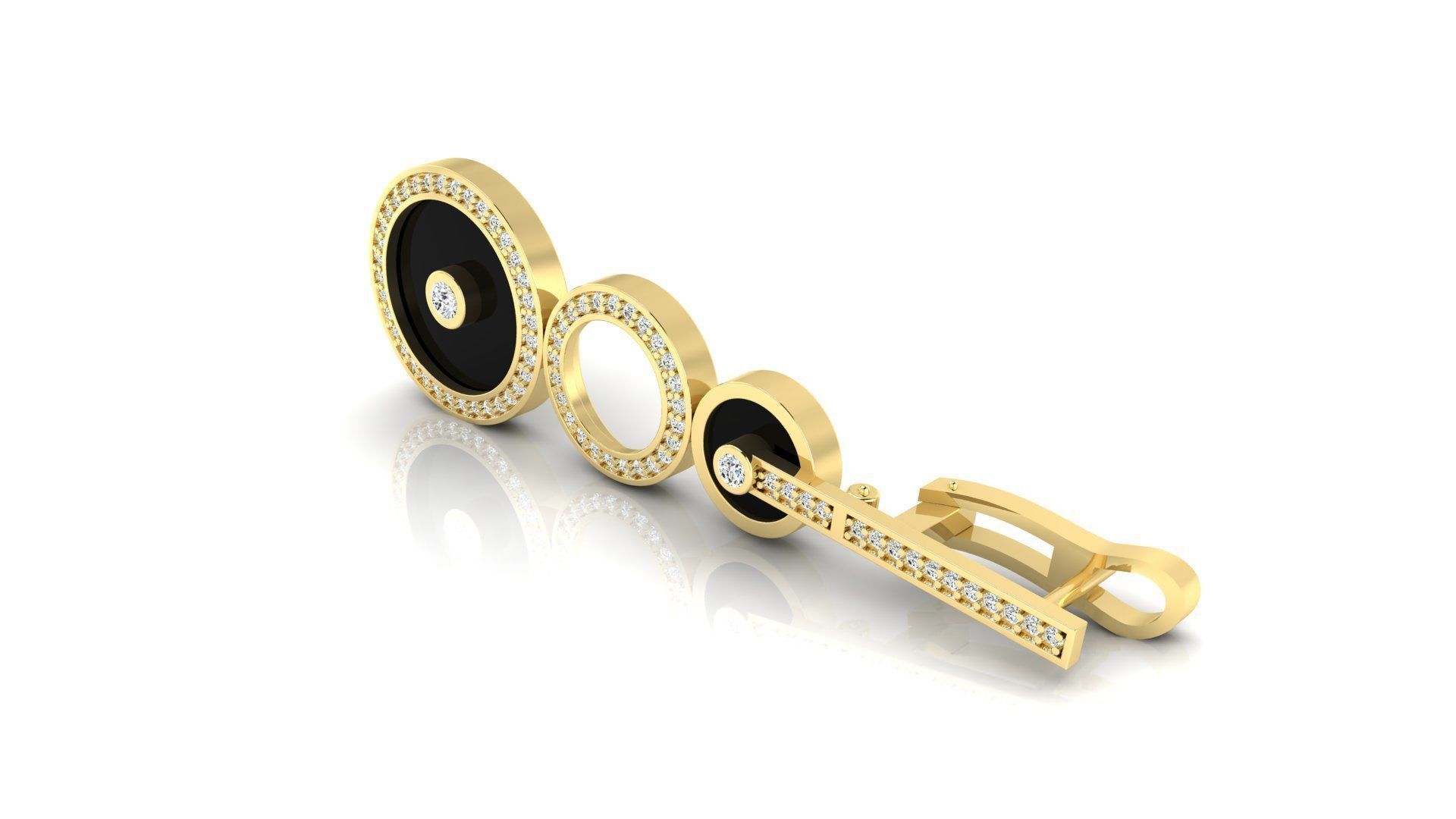 Earring E18 The luxury female earring with gems 3D print model_7