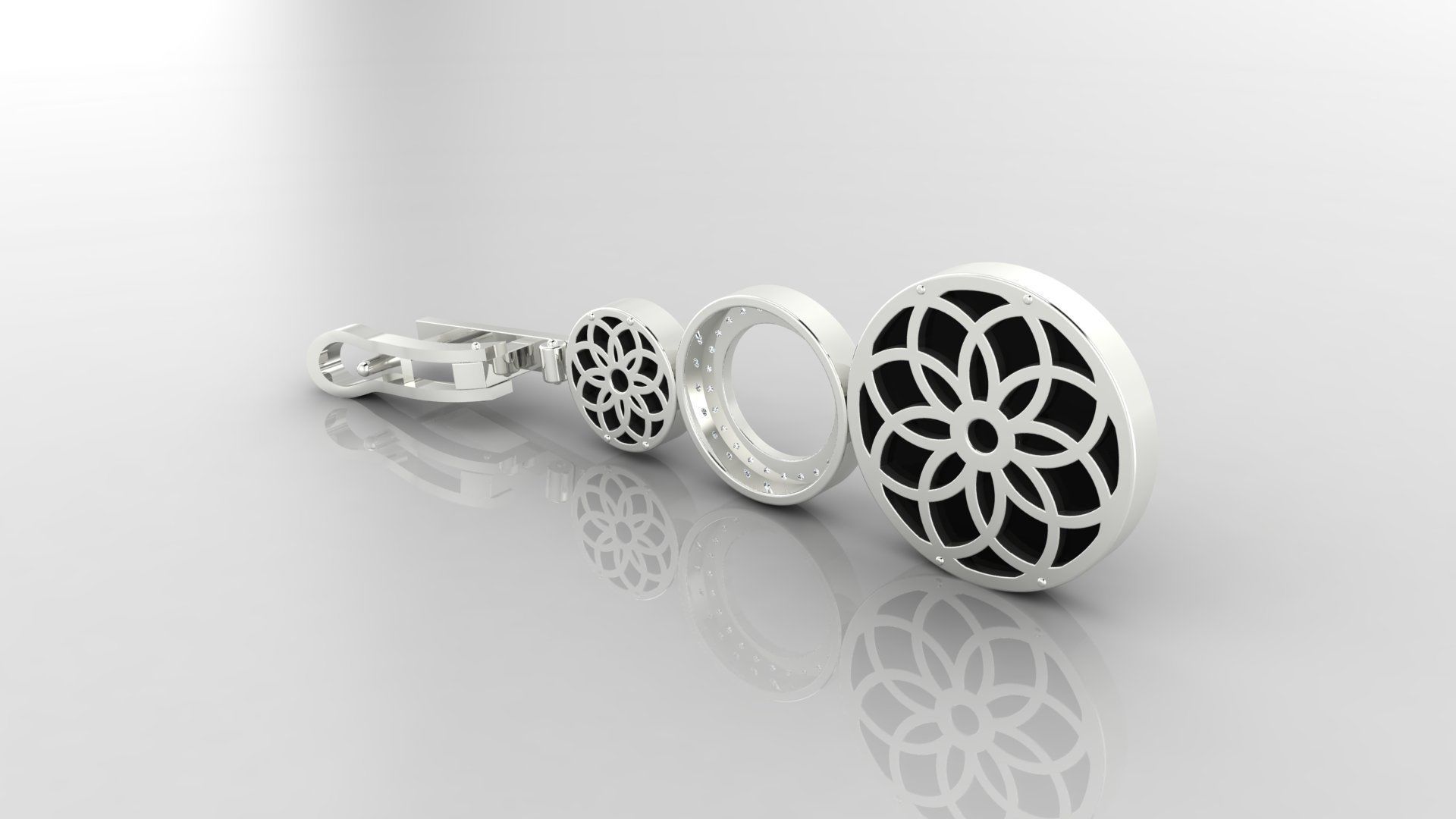 Earring E18 The luxury female earring with gems 3D print model_20