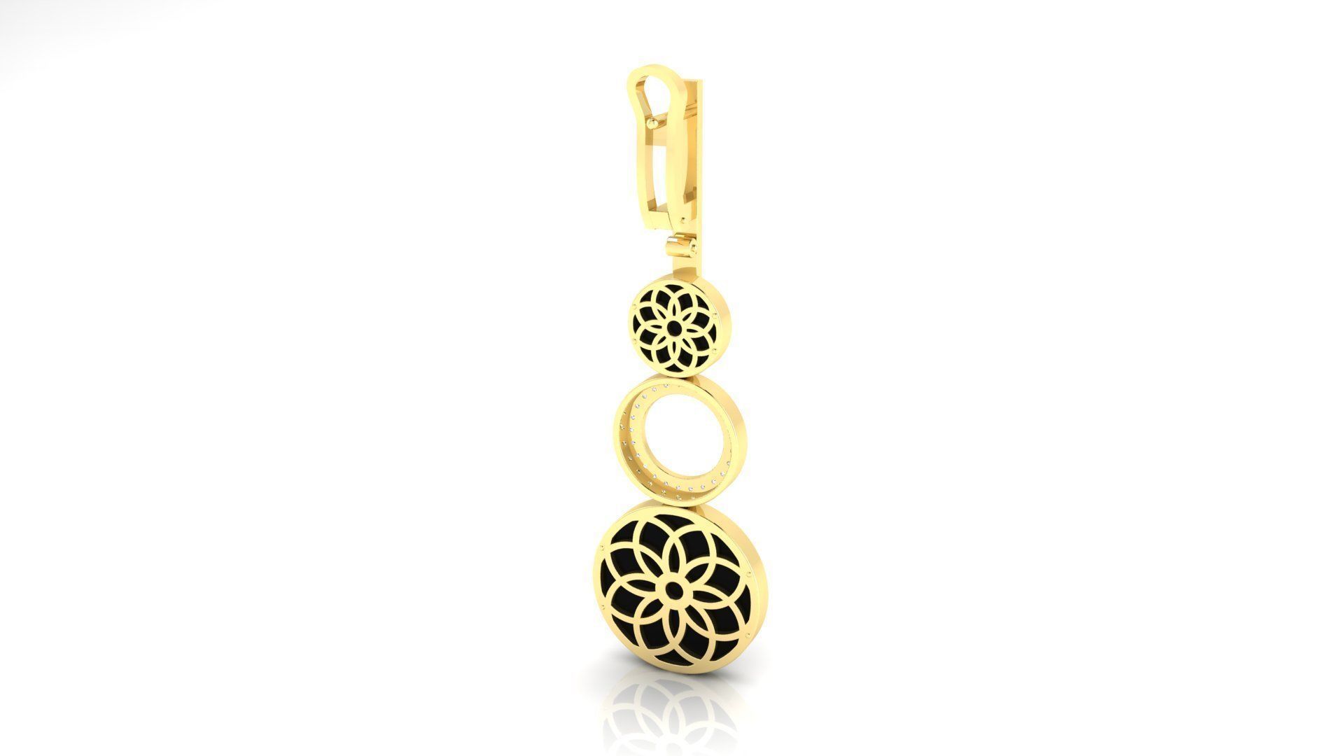 Earring E18 The luxury female earring with gems 3D print model_4
