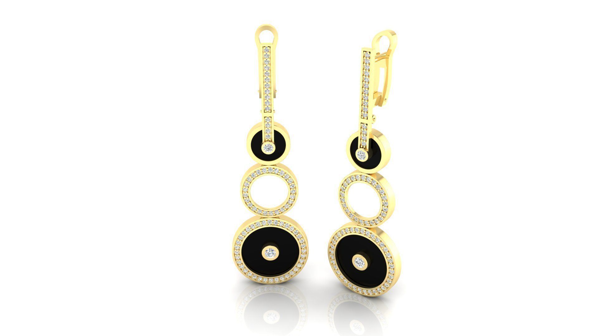 Earring E18 The luxury female earring with gems 3D print model_1