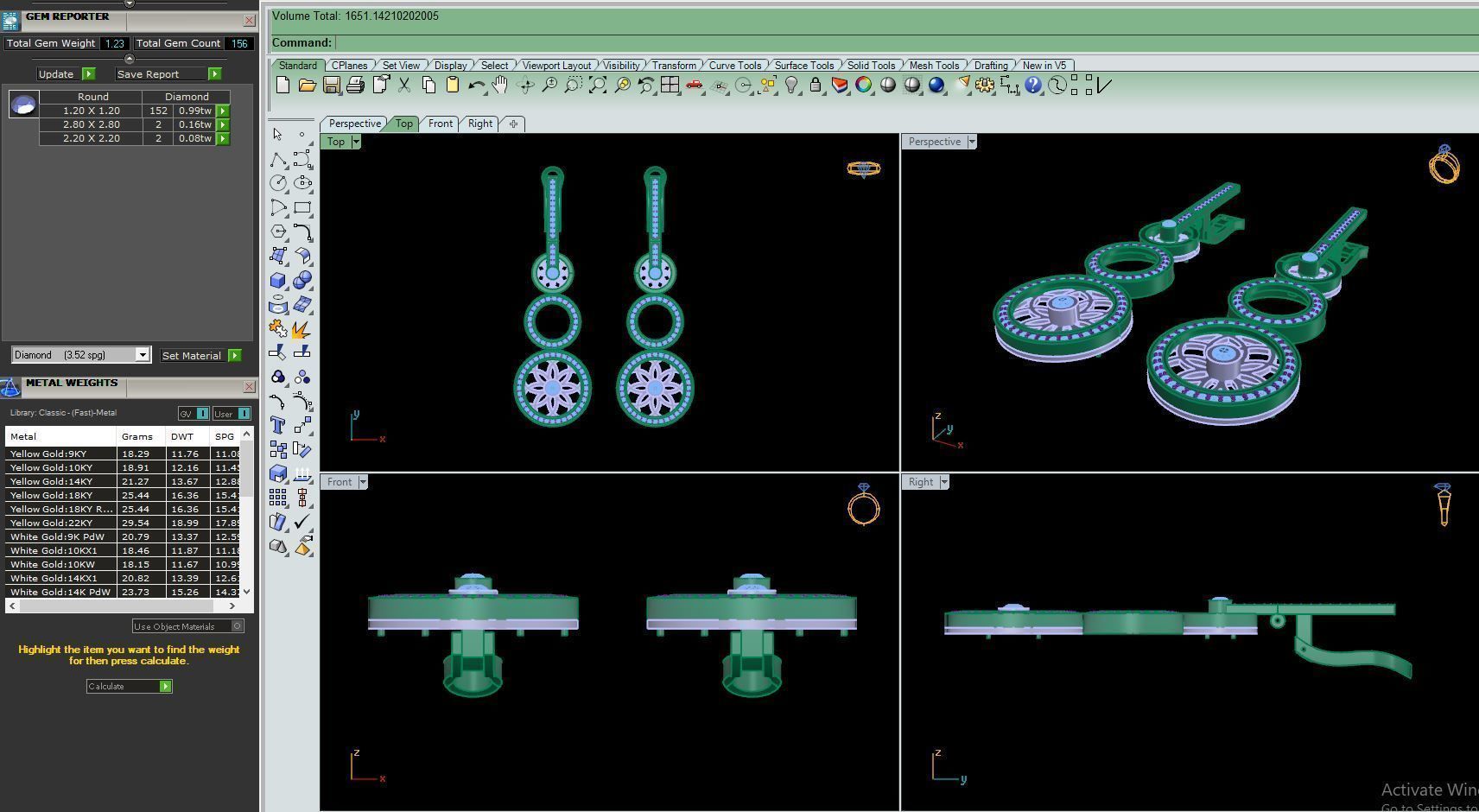 Earring E18 The luxury female earring with gems 3D print model_21