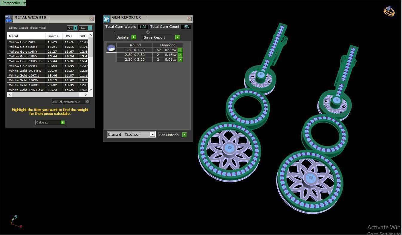 Earring E18 The luxury female earring with gems 3D print model_31