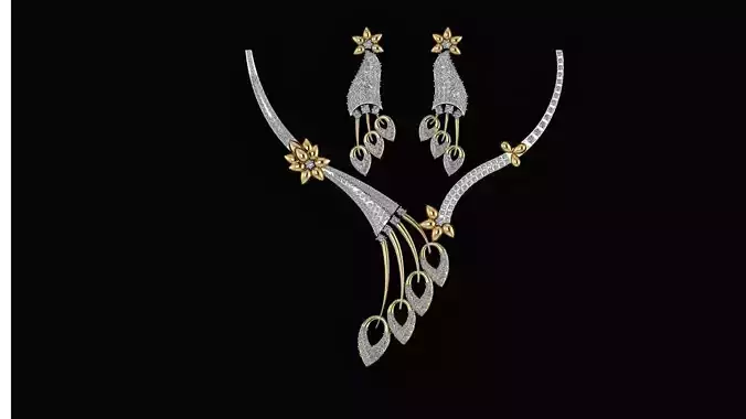 kanthi set necklace and earrings with diamonds