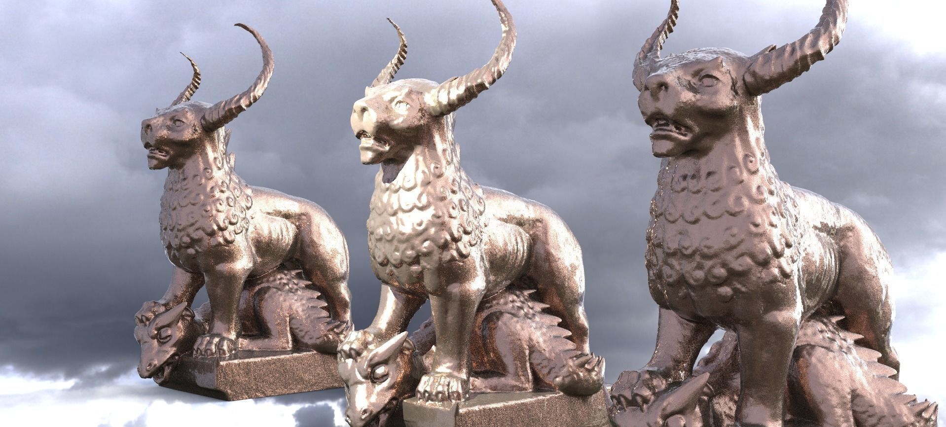 Babylonian Animal statue 2 3D model_1