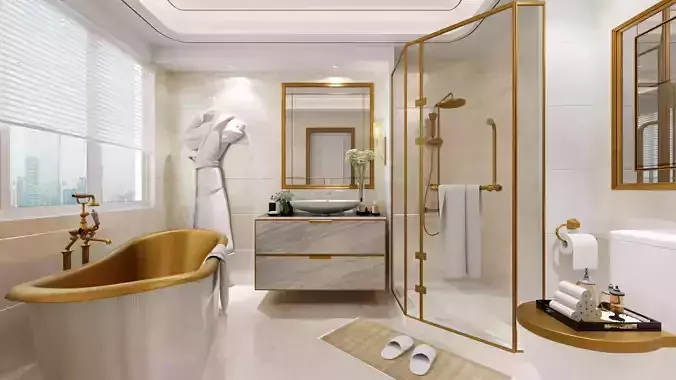 lavish modern bathroom 3D model