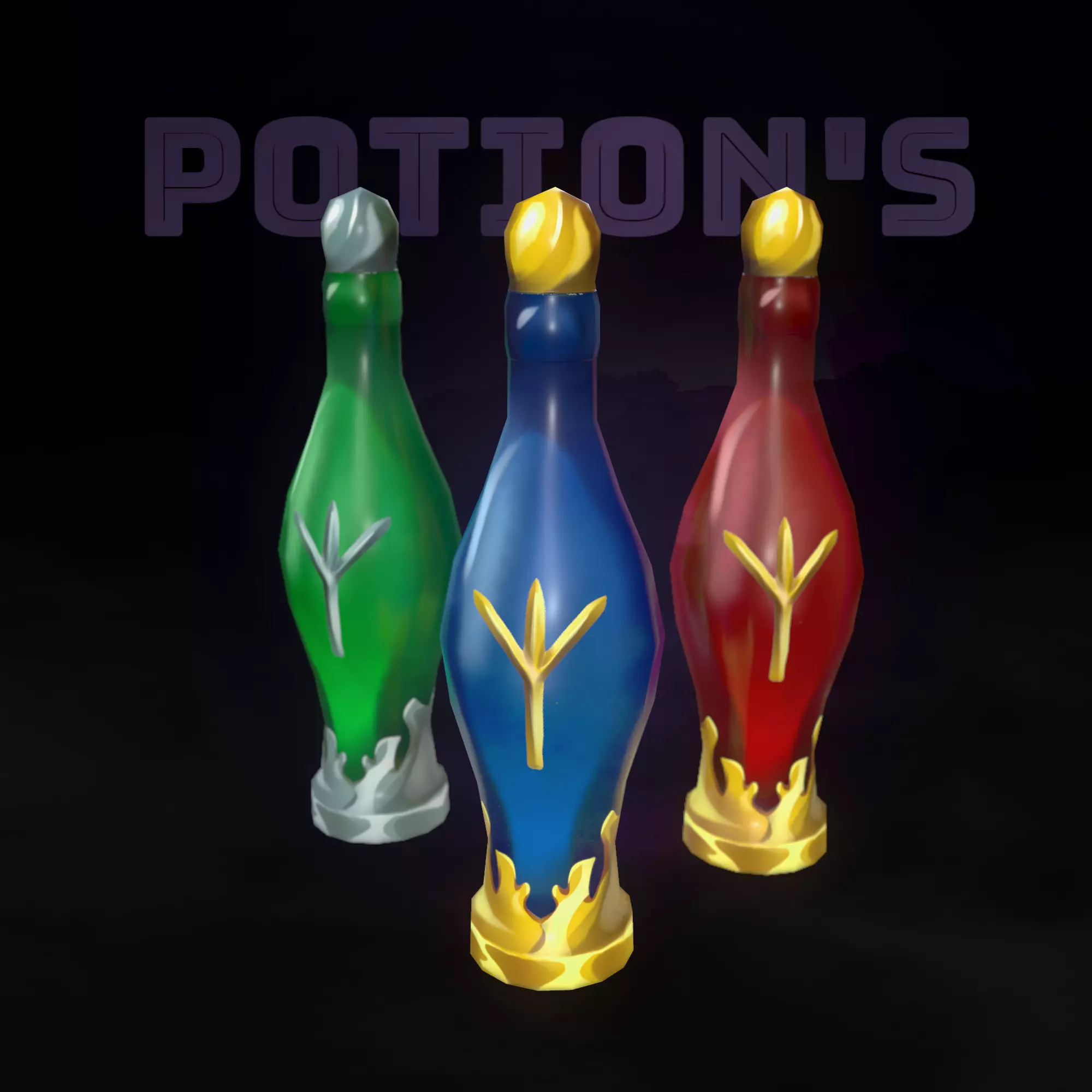 Free Handpainted RPG Potions Free low-poly 3D model