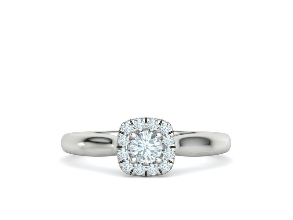 Cushion Halo Ring 4mm Stone Engagement Ring 3dmodel 3D print model_8