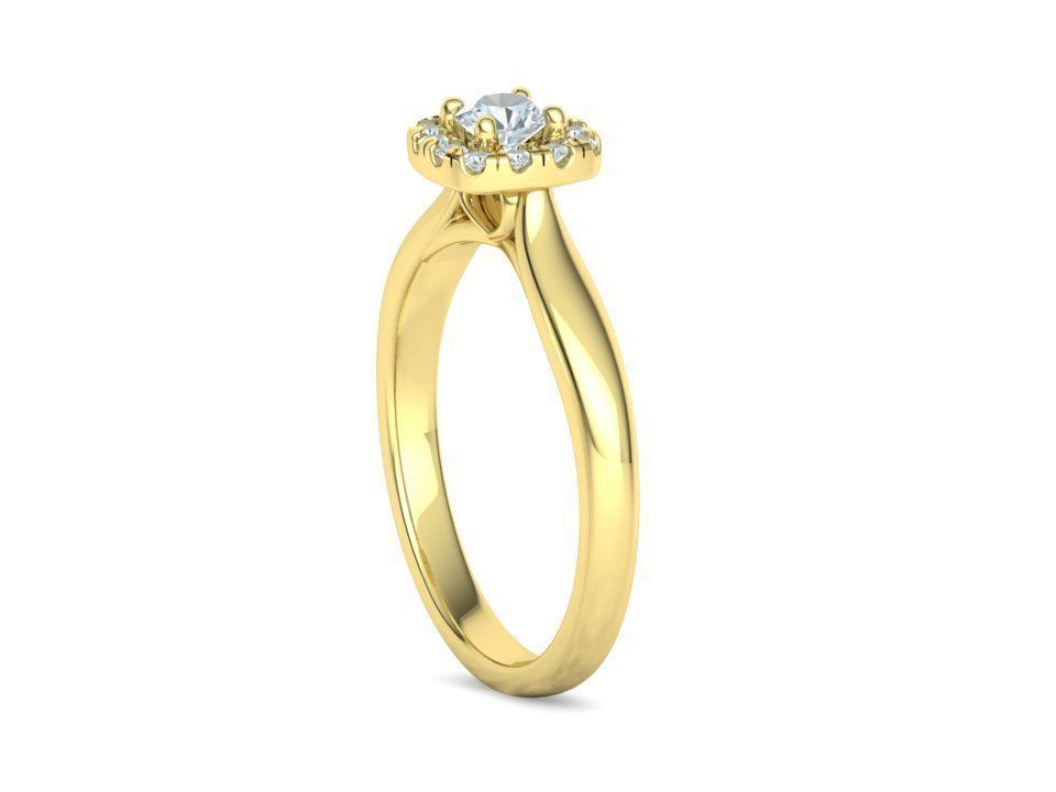 Cushion Halo Ring 4mm Stone Engagement Ring 3dmodel 3D print model_27