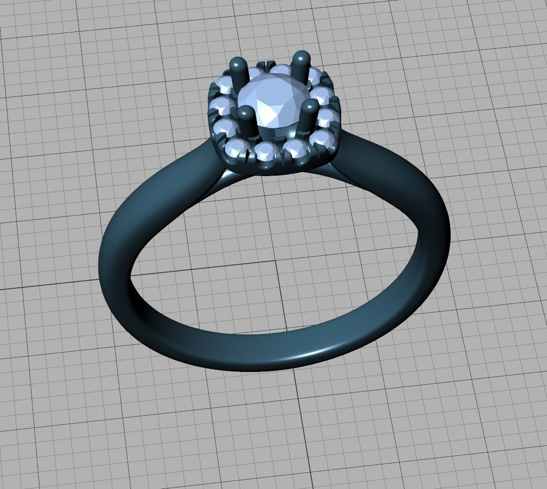 Cushion Halo Ring 4mm Stone Engagement Ring 3dmodel 3D print model_37