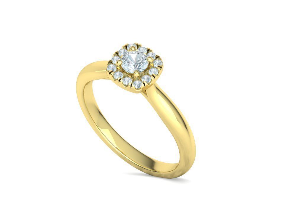 Cushion Halo Ring 4mm Stone Engagement Ring 3dmodel 3D print model_24