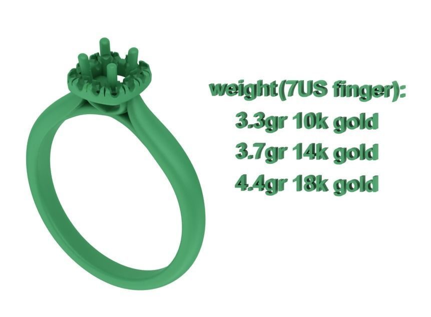 Cushion Halo Ring 4mm Stone Engagement Ring 3dmodel 3D print model_12