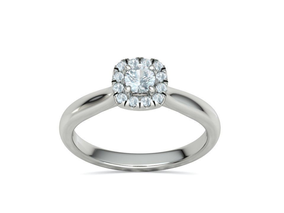 Cushion Halo Ring 4mm Stone Engagement Ring 3dmodel 3D print model_16