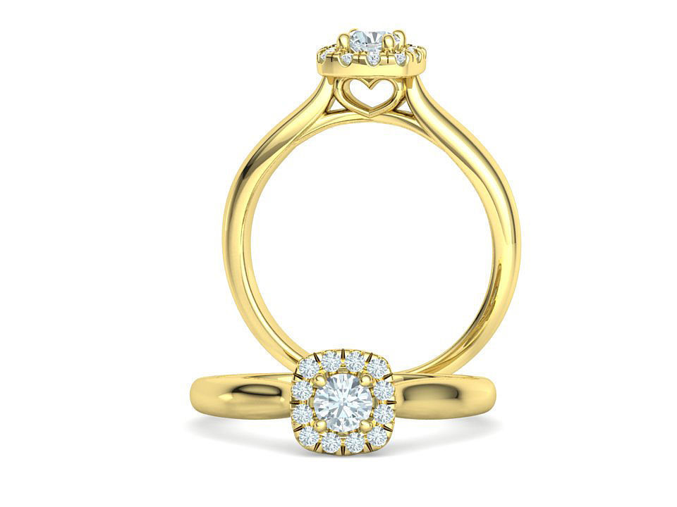 Cushion Halo Ring 4mm Stone Engagement Ring 3dmodel 3D print model_3