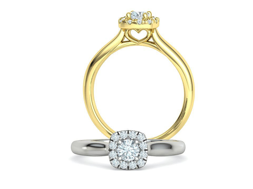 Cushion Halo Ring 4mm Stone Engagement Ring 3dmodel 3D print model_5