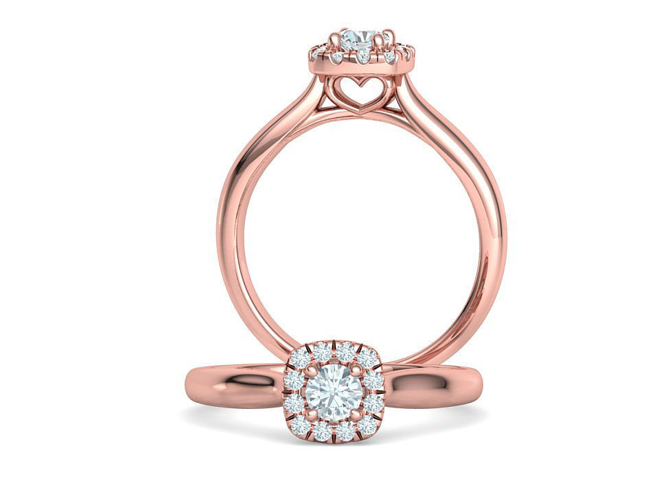 Cushion Halo Ring 4mm Stone Engagement Ring 3dmodel 3D print model_2