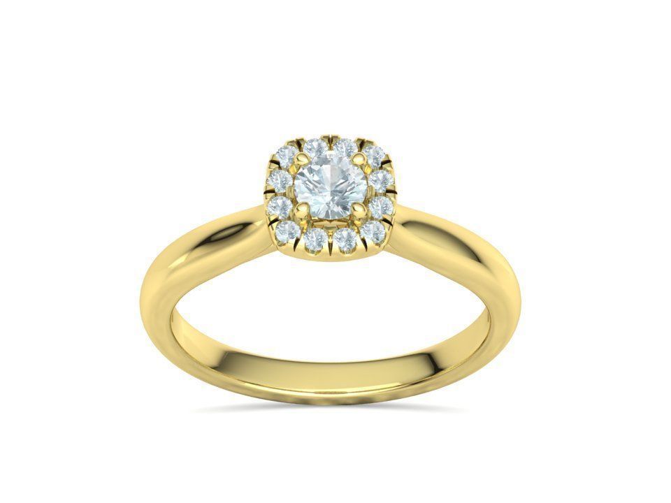 Cushion Halo Ring 4mm Stone Engagement Ring 3dmodel 3D print model_15