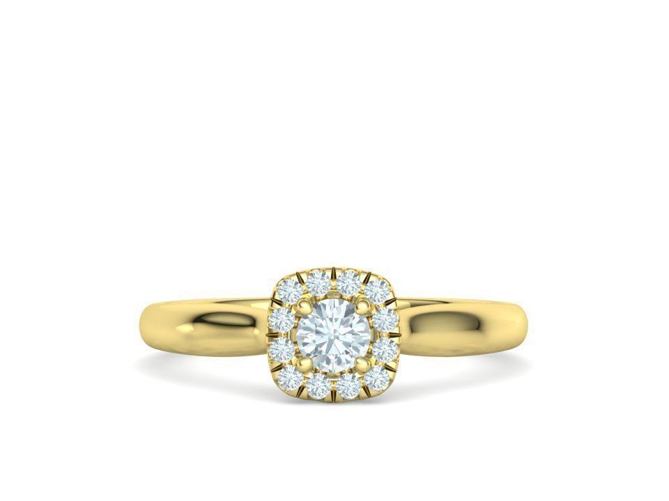 Cushion Halo Ring 4mm Stone Engagement Ring 3dmodel 3D print model_7