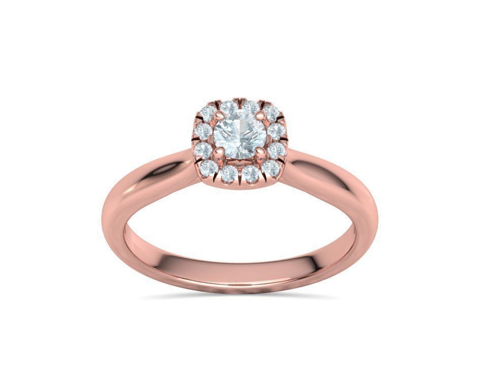 Cushion Halo Ring 4mm Stone Engagement Ring 3dmodel 3D print model_14
