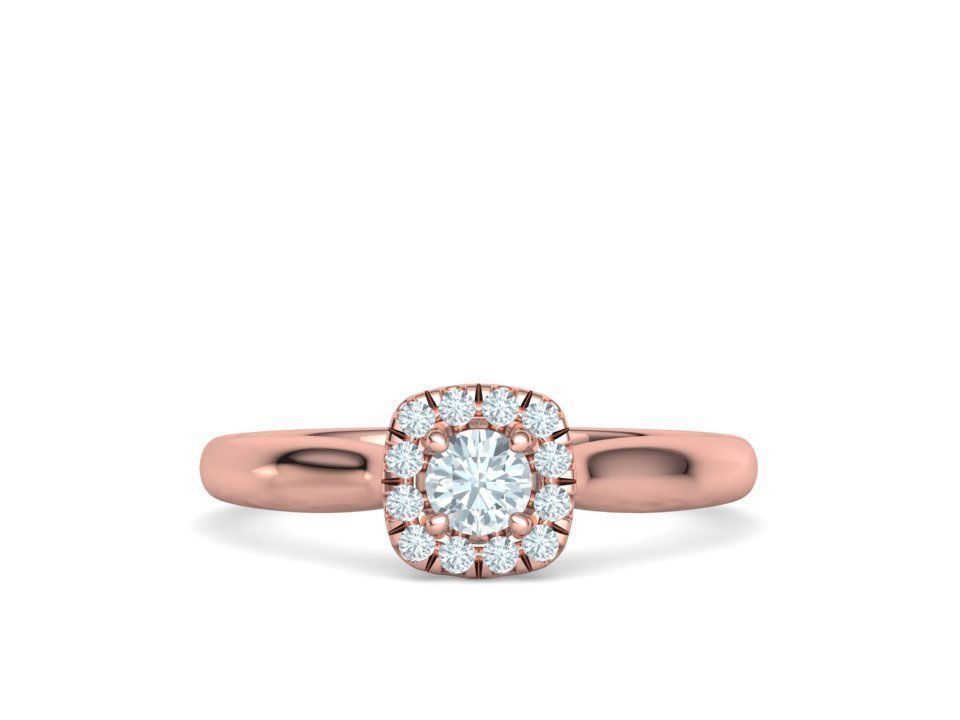 Cushion Halo Ring 4mm Stone Engagement Ring 3dmodel 3D print model_6