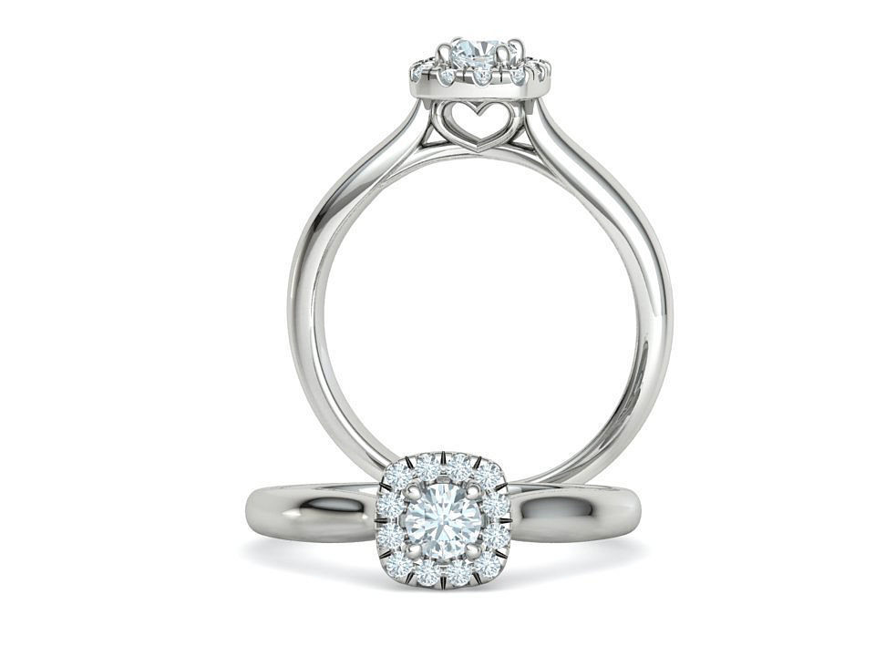 Cushion Halo Ring 4mm Stone Engagement Ring 3dmodel 3D print model_4