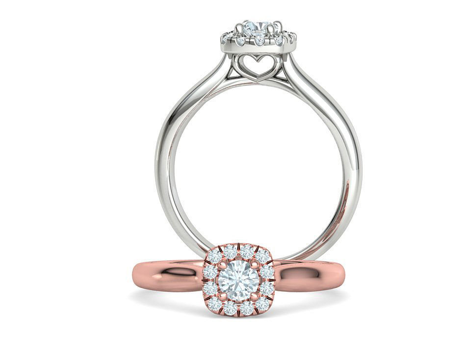 Cushion Halo Ring 4mm Stone Engagement Ring 3dmodel 3D print model_1