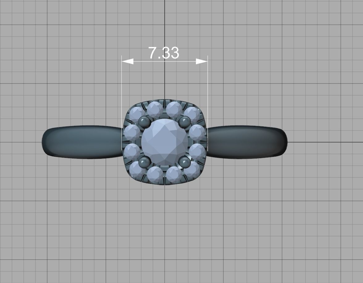 Cushion Halo Ring 4mm Stone Engagement Ring 3dmodel 3D print model_11