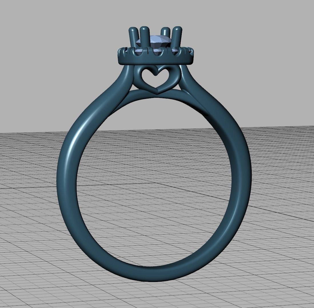 Cushion Halo Ring 4mm Stone Engagement Ring 3dmodel 3D print model_32