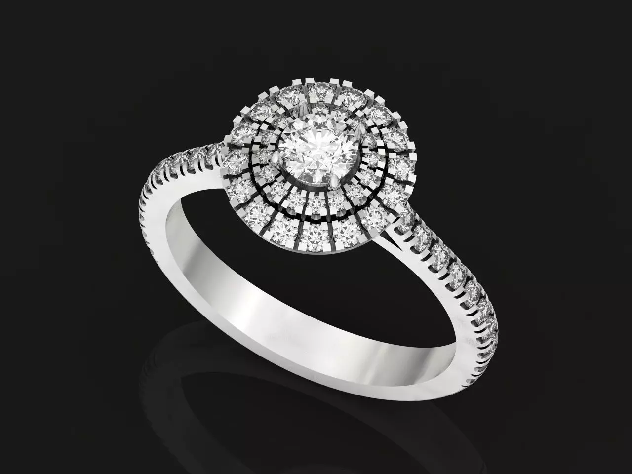 Classic Engagement Halo Round Brilliant Cut 488 3D print model