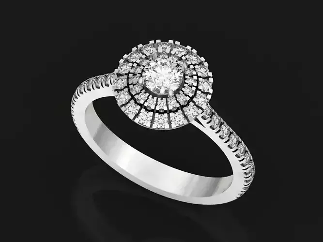 Classic Engagement  Halo  Round Brilliant Cut  488 3D print model